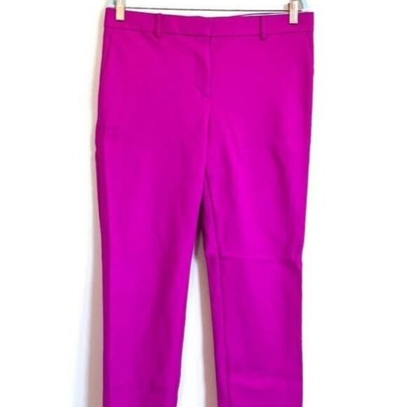 Ann Taylor Women's 6P Eva Cropped Pants Trousers Pink Slim Fit Chic Faux Pockets - Picture 1 of 11